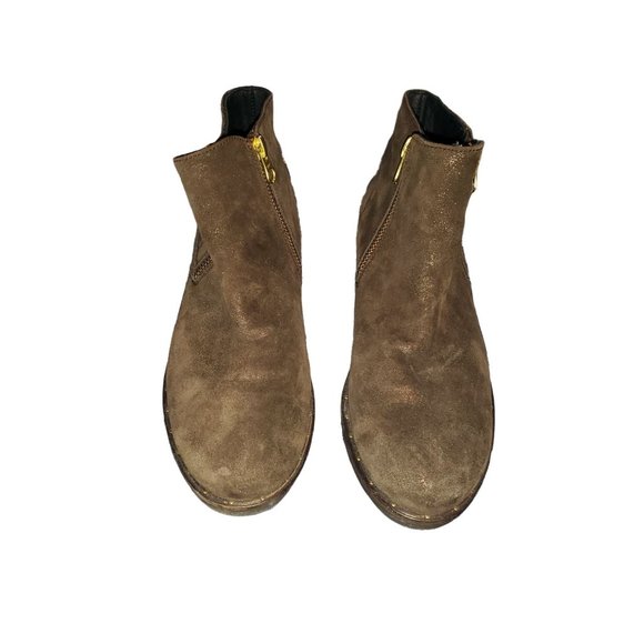 Eric Michael Tatiana Brown Metallic Suede Bootie Size 6/36 - Picture 2 of 10